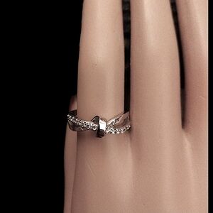 Elegant Silver Knot Ring with Pavé Crystals - Women's Jewelry